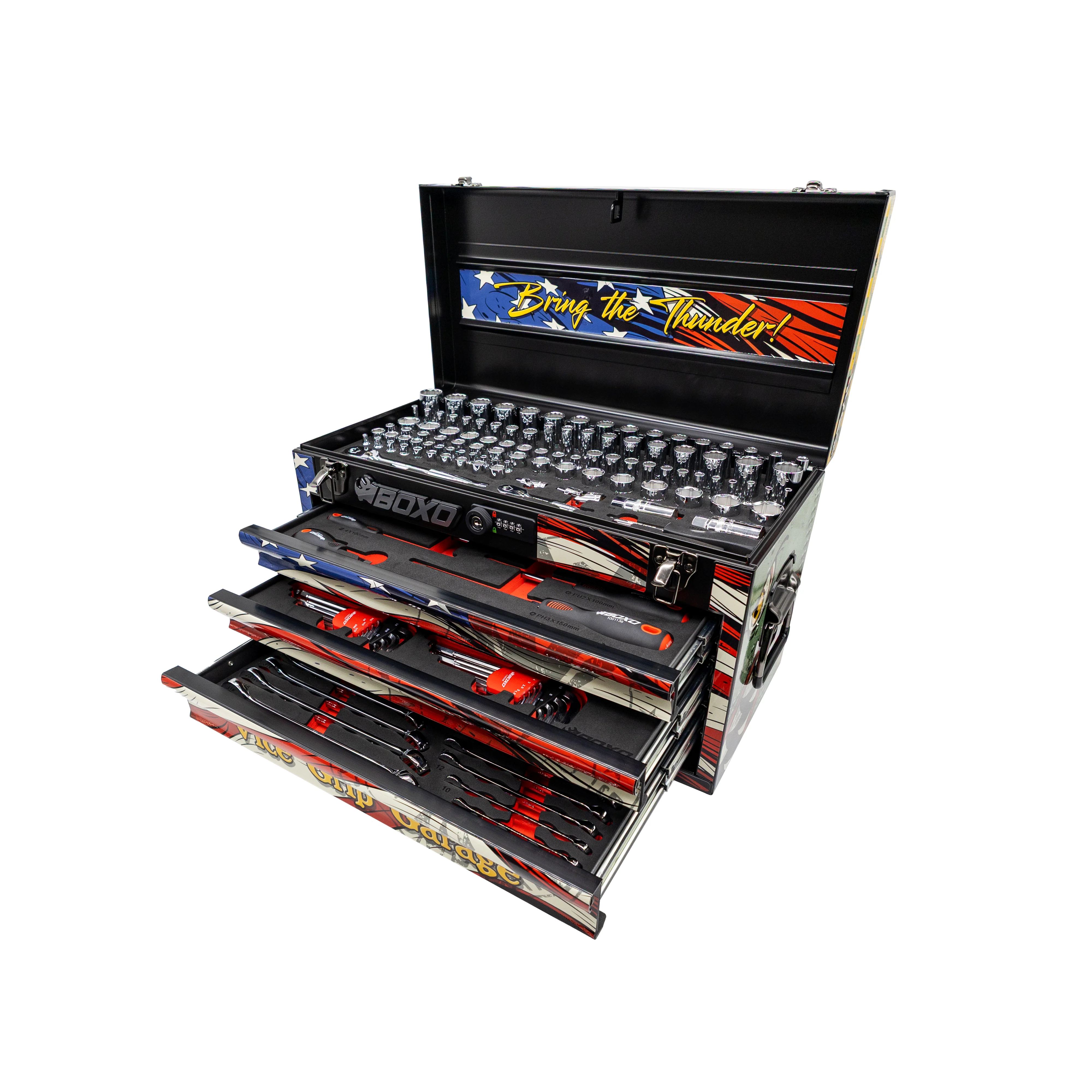159- Piece Metric and SAE Combo 3- Drawer Hand Carry Tool Box - Image 4